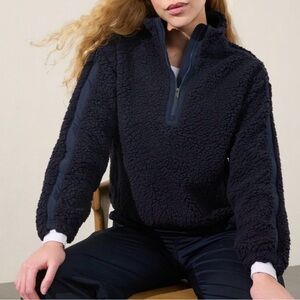 Athleta Cloud Fleece Navy 1/4 Zip Sweatshirt Pullover